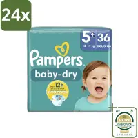 Pampers – Luiers – Baby-Dry Maat 5+ (12-17 kg) – 36 Luiers - Voordeelverpakking - 24 stuks - Droge luiers - Baby droogheid