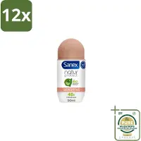 Sanex – Deodorant Roll-On – Natur Protect Sensitive – 50 ml - Voordeelverpakking - 12 stuks - Natuurlijke bescherming - Milde deodorant
