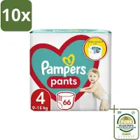 Pampers 10 x – Luierbroekjes – Pants Maat 4 – 66 Luiers - Grootverpakking - Luier Broekje - Luier Voor Baby - Luier Voor Peuters - Actieve Baby - Droge Luier