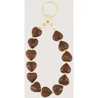 Zusss Keychain With Hearts And Pearls Resin / Metaal Hazelnut