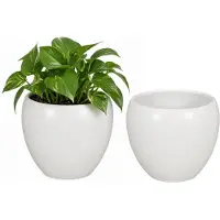 Floran Bloempot Rian - 2x - mat wit - keramiek - 27 x 24 cm - plantenpotten binnen