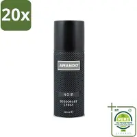 Amando 20 x - Noir - Deodorant - Spray - 150 ml - Grootverpakking - Noir Deodorant Spray - Deodorant Spray Voor Mannen - Klassieke Geur - Langdurige Bescherming - Mannelijke Geur