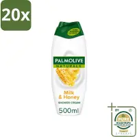 Palmolive 20 x Naturals - Douchecrème - Melk & Honing - 500 ml - Grootverpakking - Douchecrème - Melk En Honing - Natuurlijke Douchegel - Hydraterende Douchegel - Huid Verzorging
