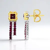 Cavill - Oorbellen 925 Zilver Verguld - 1,44 ct Birmese Robijn Trapgeslepen Vierkant - Elegante Sieraden met Robijn uit Myanmar