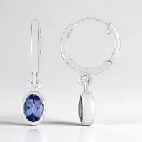 Cavill - Ovale Tanzaniet Oorbellen 0,91 ct - 925 Sterling Zilver Gerhodineerd - Blauwe Edelsteen - Elegante Klapsluiting - Tijdloos Sieraad