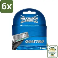 Wilkinson - Navulmesjes Quattro - Met Precisietrimmer - 4 scheermesjes - Voordeelverpakking - 6 stuks - Precisietrimmer - Titaniumcoating