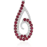 Cavill - Zilveren Dameshanger 26 Rode Spinellen 1,386 ct & Cambodjaanse Zirkonia 0,61 ct - Platina 925 Sterling Zilver - Waterdruppelvorm