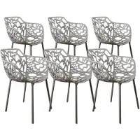 DS4U - Cast eetkamerstoel - Set van 6 - Lichtgrijs - Aluminium - Met armleuning