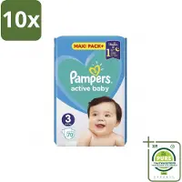 Pampers 10 x – Luiers – Active Baby Maat 3 – 70 Luiers - Grootverpakking - Baby-luiers - Droge Billetjes - Huidbescherming - Luchtdoorlatende Luiers - Absorberende Luiers