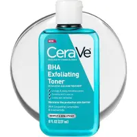 CeraVe BHA Exfoliating Facial Toner for Pore Minimizing & Smoother Skin with Ceramides, 2% Salicylic Acid & Niacinamide, Oil Control, Anti-Acne, Fragrance-Free, Safe for Sensitive Skin,
