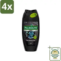 Palmolive Men 3-in-1 Body Face Hair Refreshing Etherische Eucalyptusolie Zeezoutextract 250 ml - Voordeelverpakking - 4 stuks - Fris en verzorgend - Citrus en eucalyptus