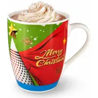 Excellent houseware Kerst mok - Merry Christmas - gekleurd - 350 ml - keramiek - koffiemok - cadeaumok