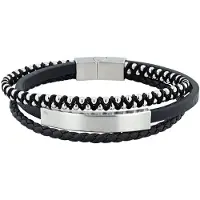 Akzent leren armband met roestvrij staal graveerplaatje 21cm.
