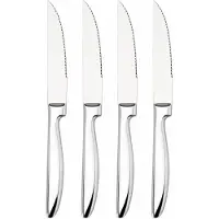 Excellent houseware BBQ steakmessen set - 4x stuks - RVS - zilver - 22 cm - kartels - messenset - vleesmessen - bestek