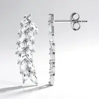 Cavill - Zilveren Oorbellen met Marquise Geslepen Witte Topaas - 925 Sterling Zilver - 1,87 Ct - Elegante Tijdloze Oorstekers voor Dames