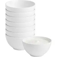 Vessia Kommetjes / serveer schaaltjes Limoges - 8x - porselein - 16 x 8 cm - wit - Stapelbaar - 1000 ml - soepkommen - schalen - keuken