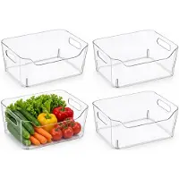 Excellent houseware Koelkast/keuken organizer mand/bak - 4x - transparant - kunststof - L30 x B21 x H13 cm - groente lade - 7 liter