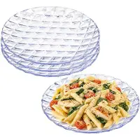 PlasticForte Onbreekbare Dinerborden Elite - 4x - kunststof - kristal stijl - transparant - Dia 25 cm - Camping - BBQ - Feestje
