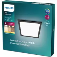 Philips Touch plafondlamp- zwart - vierkant - 12 W