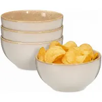 Excellent houseware Snackschaaltjes Kenji - set van 4x - beige - 14 x 7 cm - keramiek - chips / nootjes - 580 ml