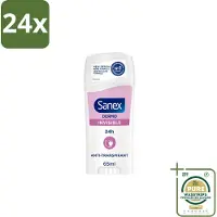 Sanex – Deodorant Stick – Dermo Invisible – 65 ml - Voordeelverpakking - 24 stuks - Onzichtbare deodorant - Huidvriendelijke deodorant