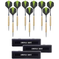 Longfield Darts Dartpijlen - setje 9x stuks - 21 grams - messing/staal/pvc - darten - pijltjes - Kinderen/volwassenen