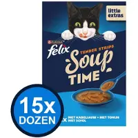 Felix 15x - Soup Tender Strips Vis Multipack - Kattenvoer Natvoer - 288 g