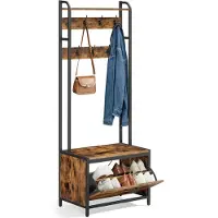 Vasagle - Kapstok - Met Zitvlak - Met Schoenenkast en 7 Haken - Voor Hal en Slaapkamer