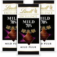 Lindt EXCELLENCE Chocolade Reep Puur - 70% Mild Pure Chocolade - 100g per reep - 3-pack