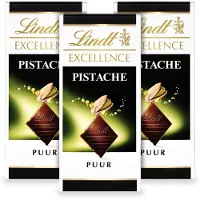 Lindt EXCELLENCE Chocolade Reep Puur - Pistache Pure Chocoladereep - 100g per reep - 3-pack- Pure chocolade met pistache noten