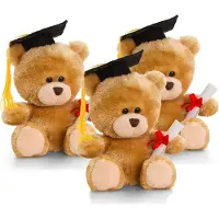 Keel Toys Keeleco - Pluche knuffel beer - 3x- geslaagd - diploma - bruin - 15 cm