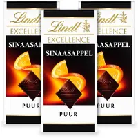 Lindt EXCELLENCE Chocolade Reep Puur - Sinaasappel Pure Chocolade - 100g per reep - 3-pack