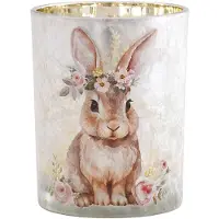 Clayre & Eef Waxinelichthouder Grijs Glas