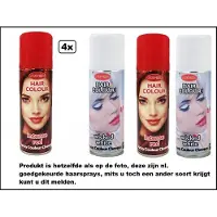 Goodmark 4x Haarverf/haarspray rood/wit 125 ml - Merk - Festival thema feest carnaval haar kleurspray party