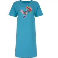 Temptation Dames Big Shirt - Korte Mouwen - Blauw - Maat M