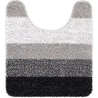 Hemo WC Mat Zwart/Grijs 61x51 cm – Zachte Microvezel Toiletmat – Antislip TPR – Waterabsorberend
