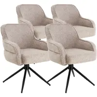 DS4U - Loisa armstoel met terugdraaifunctie - Set van 4 - Champagne - Stof