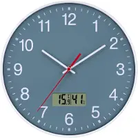 Unyqoos Moderne stille wandklok met temperatuur en luchtvochtigheid sensor voor thuis, blauw, 30 cm