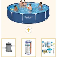 Bestway Steel Pro, ronde opblaasbare zwembad - 396x84 cm - 4-delig - Model S22315