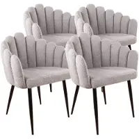 DS4U - Flower eetkamerstoel - Set van 4 - Grijs - Boucle