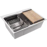 REA Stalen Spoelbak Met Accessoireset 3-delig Liam Brush Nickel Beige accessoires