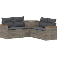 vidaXL Bankstel 5 st Grijs en Donkergrijs Poly Rattan en Staal