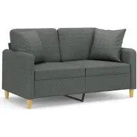 vidaXL Tweezitsbank met sierkussens 120 cm stof donkergrijs