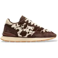 HOFF Dames City Print Bruin Leren Sneakers (39), Leer, Plat, Veters, Casual, Dierenprint 22602425