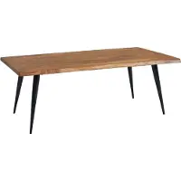 Wohnling Koffietafel Massief Sheesham-Hout en Metaal 110x60x40 cm Salontafel Bruin | Vierkante Tafel Woonkamer Moderne met Boomrand | Lage Bijzettafel Woonkamertafel - WL6.543