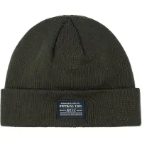 Petrol Industries - Heren Geribde beanie met patch irontrail - Groen - Maat OS