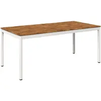 vidaXL Tuin Eettafel Natuurlijk en Wit 180 x 88,5 x 75 cm