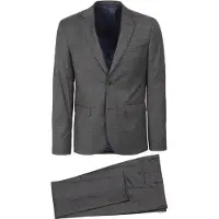 Suitable Kostuum Toulon Wol Check Grijs Bruin