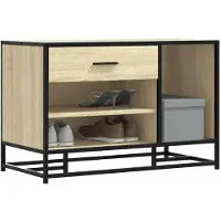 vidaXL Schoenenbank 80x40x53,5 cm bewerkt hout en metaal sonoma eiken