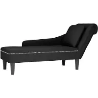 vidaXL Chaise longue met kussen en rechterarmleuning fluweel zwart